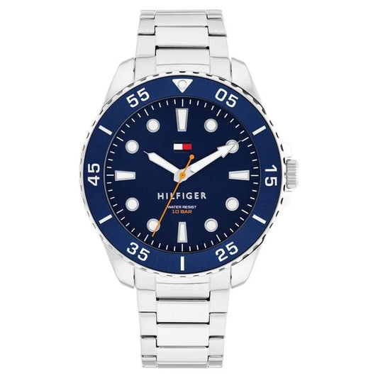 Tommy Hilfiger Quartz Analog Blue Dial Silver Stainless Steel Strap Watch For Men