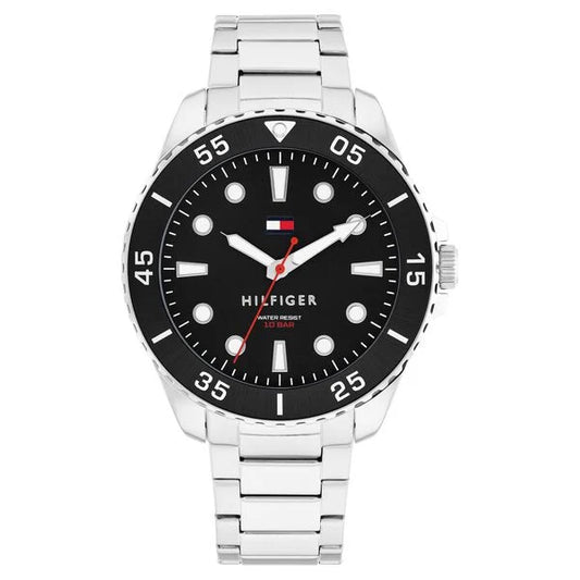 Tommy Hilfiger Quartz Analog Black Dial Silver Stainless Steel Strap Watch For Men