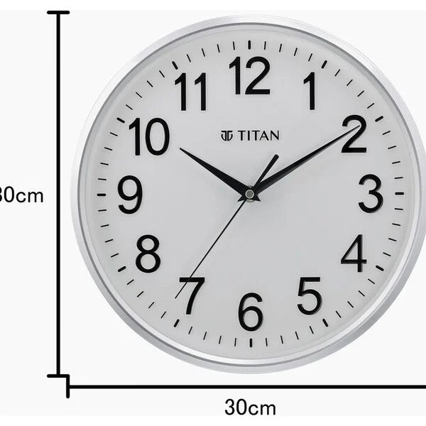 Titan 30cm White faced Silent Wall Clock for Modern Homes