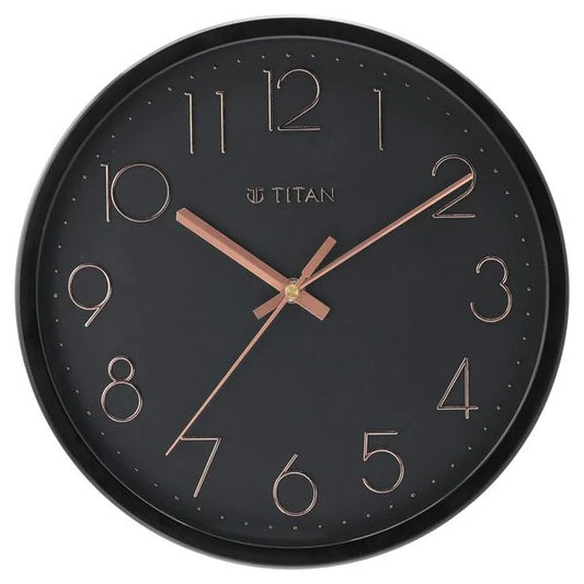 Titan Classic Black Wall Clock with Silent Sweep Technology - 30.8 cm x 30.8 cm (Medium)