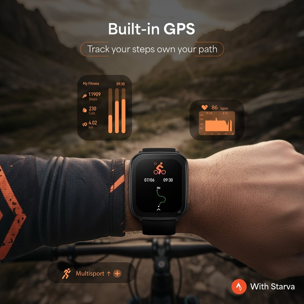 Fastrack Navstar Smartwatch 1.85" inch AMOLED Display, AI Chat, AI Watchface, Offline Voice Commands, 24/7 Health Suite