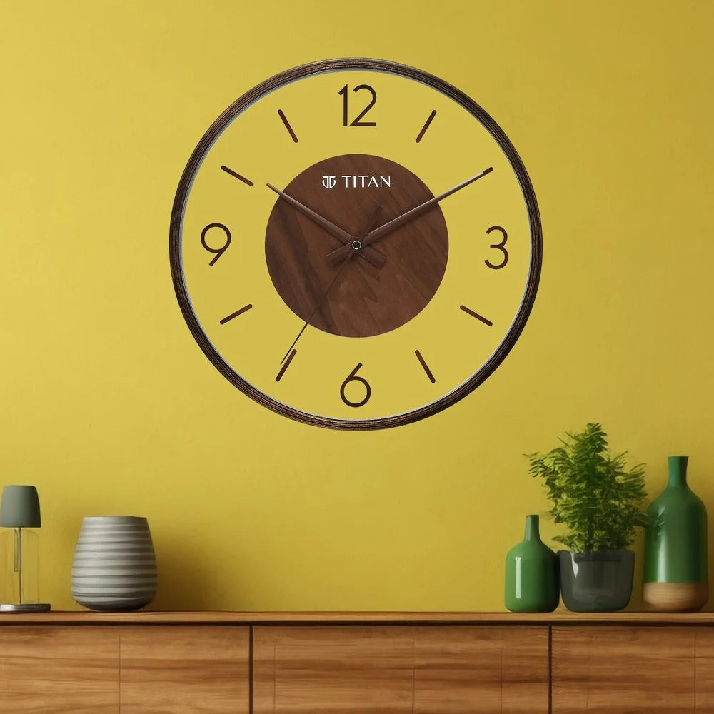 Titan Glass-Wood Fusion Wall Clock