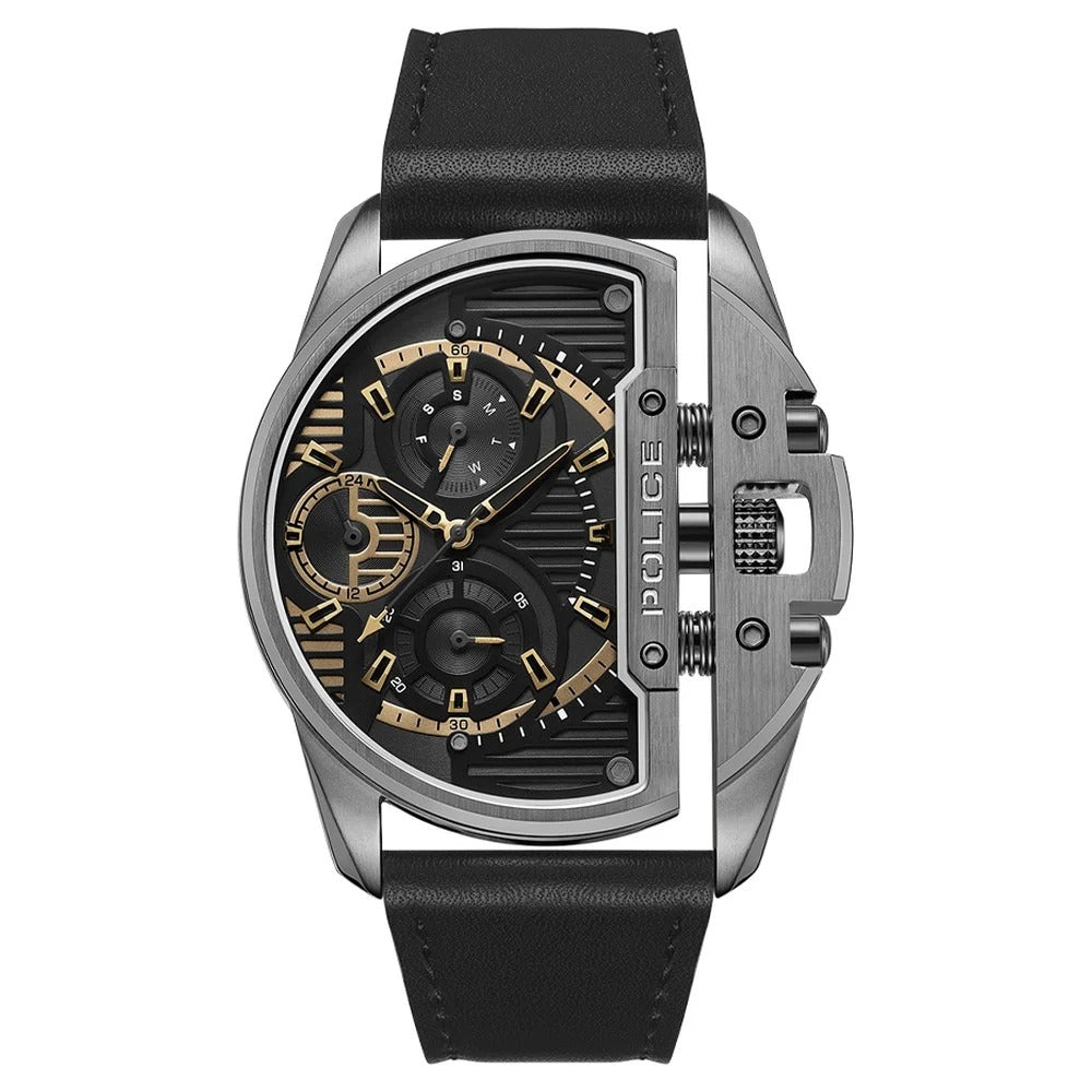 Police Grey Dial Black Strap Multifunction Watch for Men