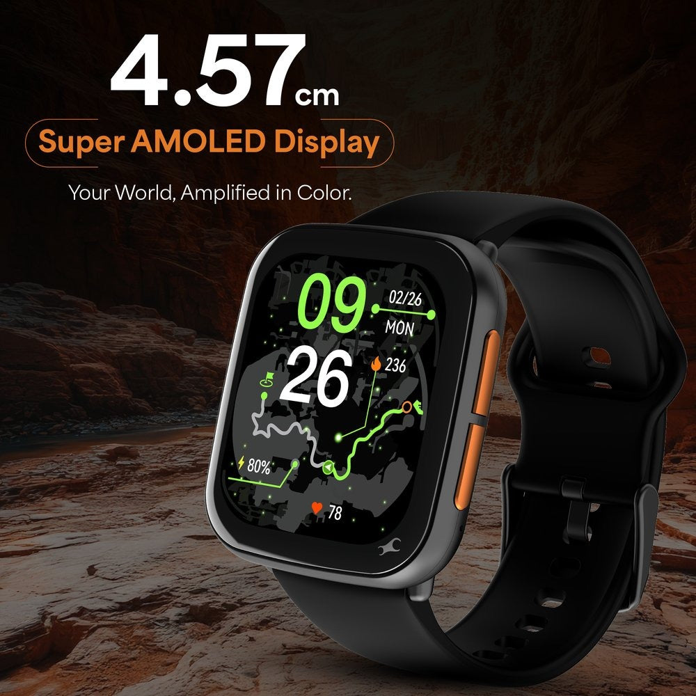 Fastrack Navstar Smartwatch 1.85" inch AMOLED Display, AI Chat, AI Watchface, Offline Voice Commands, 24/7 Health Suite