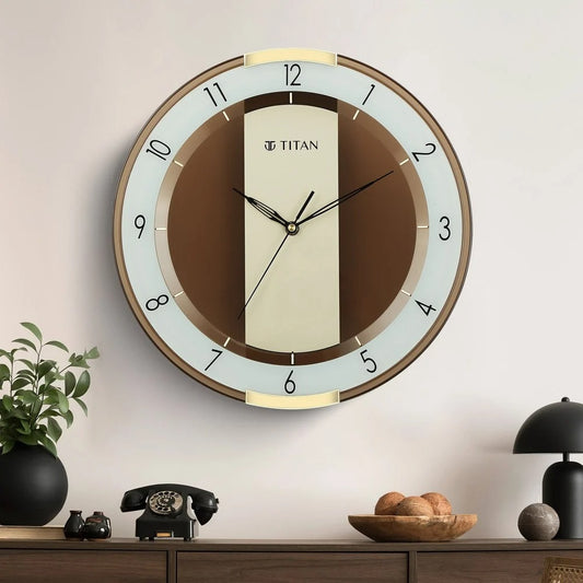 Titan Contemporary Multicoloured Wall Clock with a partly Semi-transparent Dial 33.80 x 33.80 cm - Medium Size