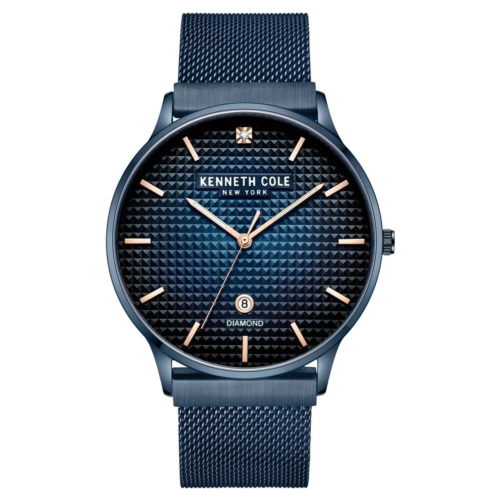 Kenneth Cole Blue Dial Quartz Analog with Date Stainless Steel Strap Watch for Men