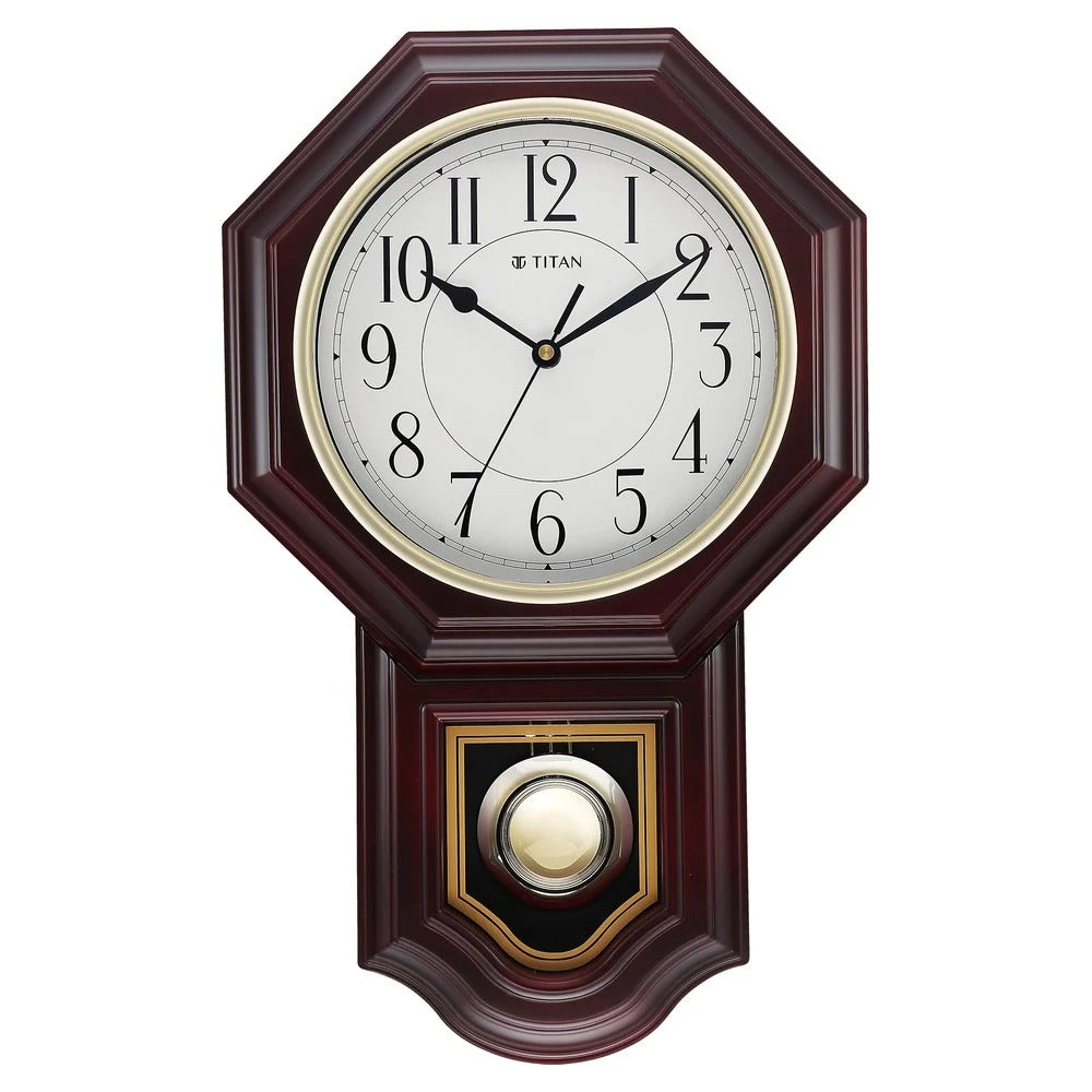 Titan Decorative Dark Brown Wood Finish Clock with Ship Design on Dial and Silent Sweep - 39.8 cm x 39.8 cm (Large)
