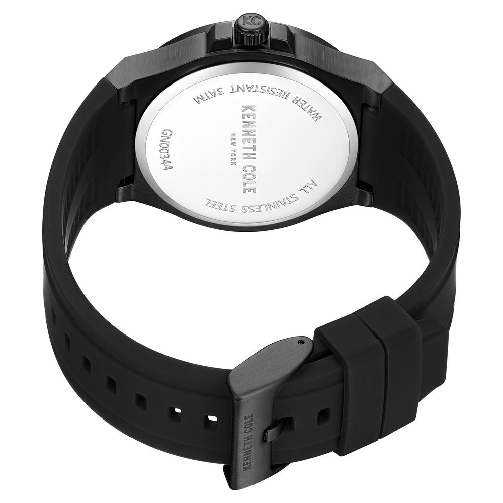 Kenneth Cole Quartz Analog with Date Black Dial Silicone Strap Watch for Men