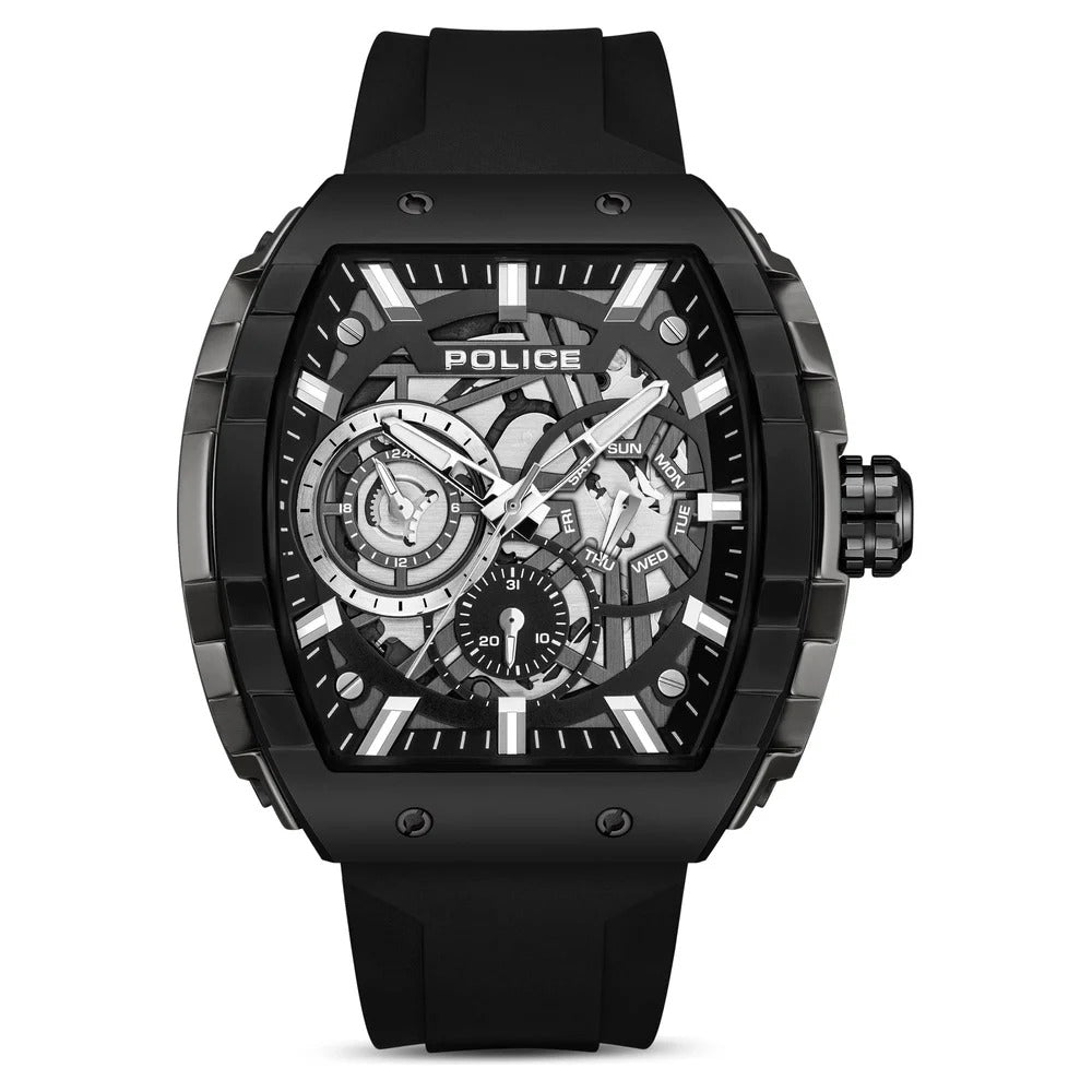Police Quartz Multifunction Black Dial Black Colour Silicone Strap Watch For Men