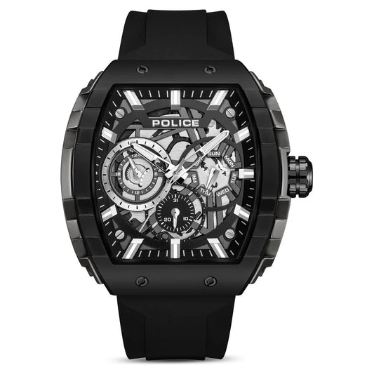 Police Quartz Multifunction Black Dial Black Colour Silicone Strap Watch For Men