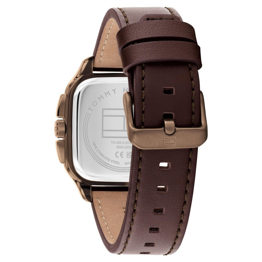 Tommy Hilfiger Quartz Multifunction Brown Dial Brown Leather Strap Watch For Men
