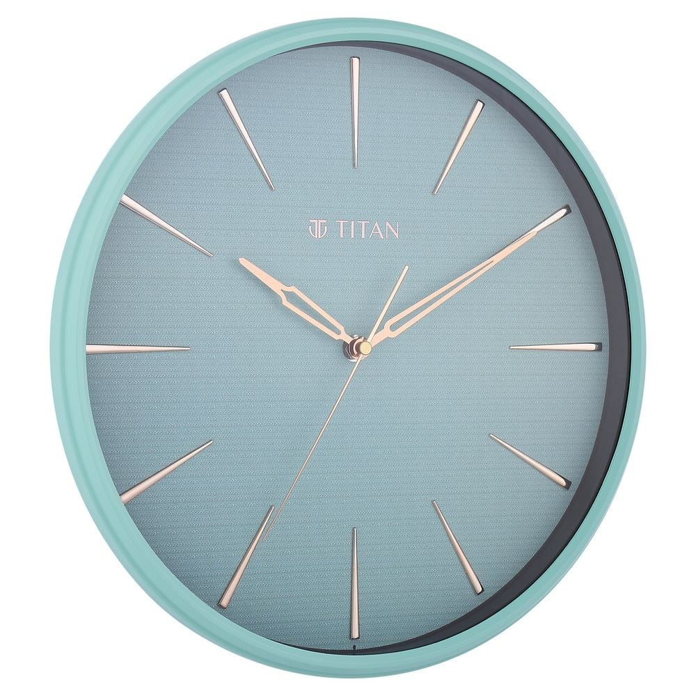 Titan Contemporary Peacock Green Wall Clock in a Matte Finish with a Textured Dial 32.5 x 32.5 cm (Medium)