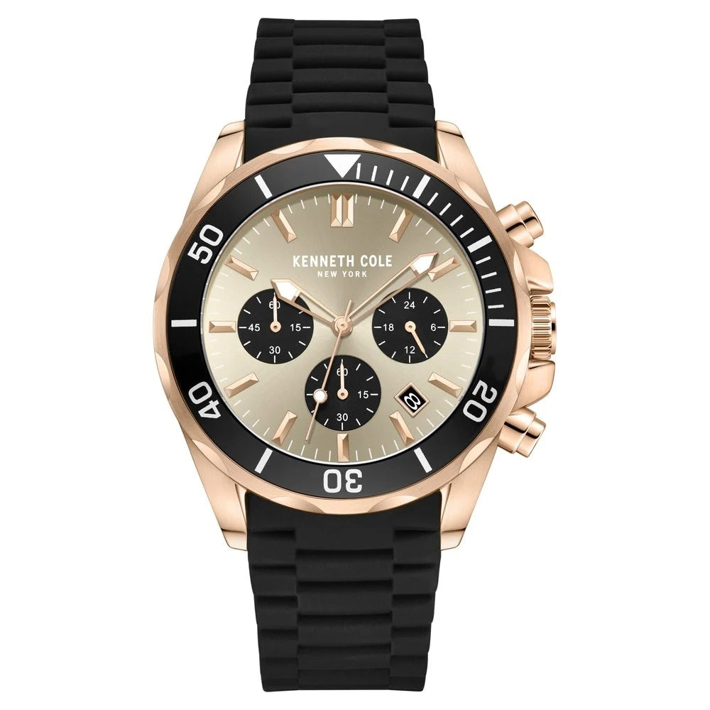 Kenneth Cole Quartz Chronograph Grey dial Silicone Strap Watch for Men