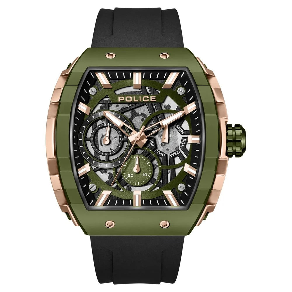 Police Quartz Multifunction Black Dial Black Colour Silicone Strap Watch For Men