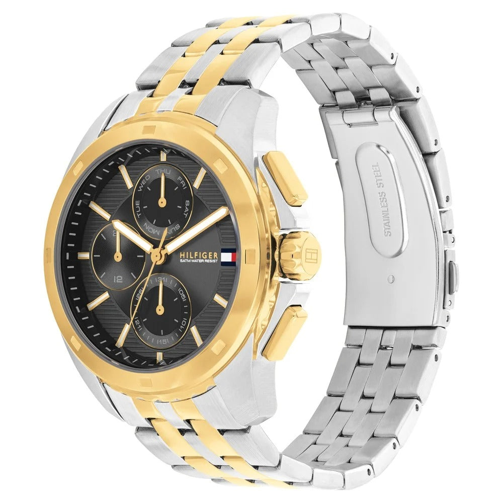 Tommy Hilfiger Quartz Multifunction Grey Dial Two Toned Stainless Steel Strap Watch for Men