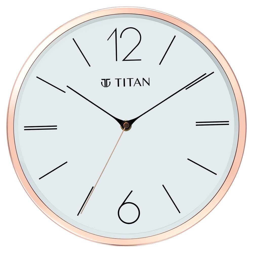 Titan Metallic Wall Clock White Dial Silent Sweep Technology with size 30 cm x 30 cm (Medium)