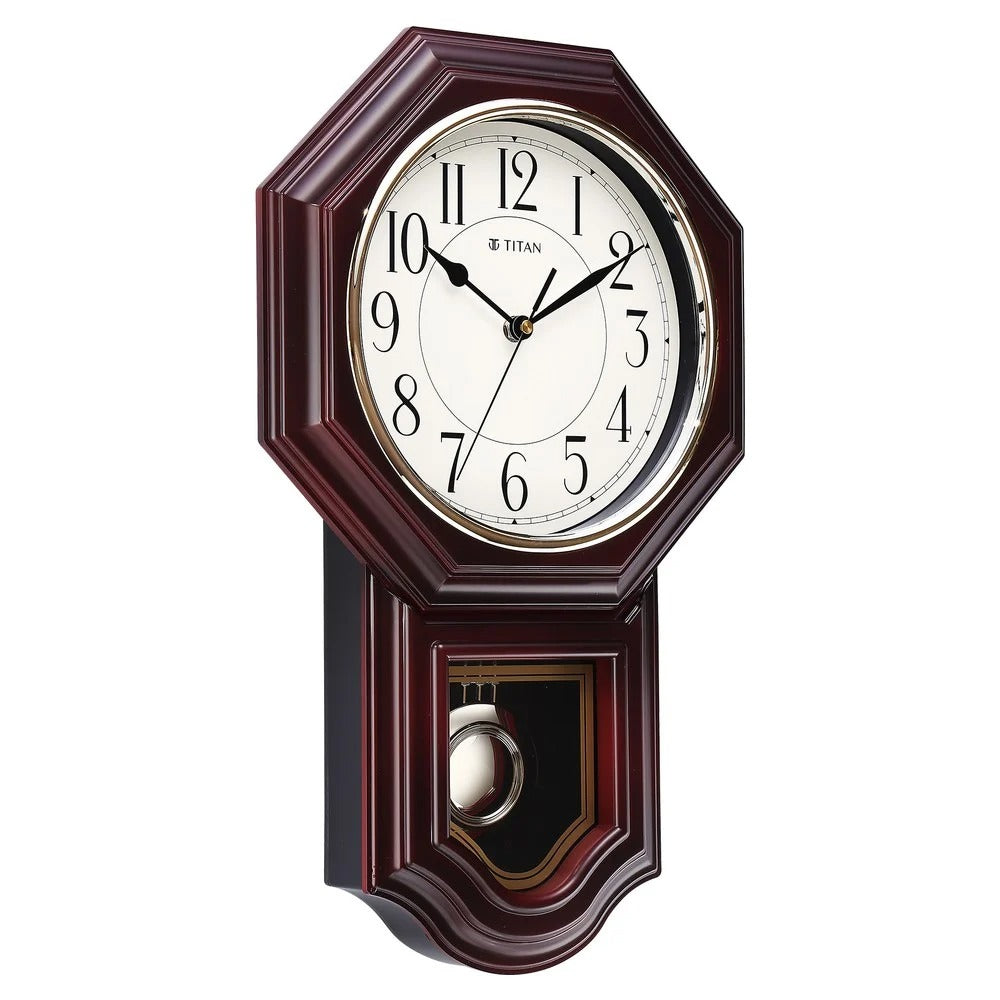 Titan Decorative Dark Brown Wood Finish Clock with Ship Design on Dial and Silent Sweep - 39.8 cm x 39.8 cm (Large)