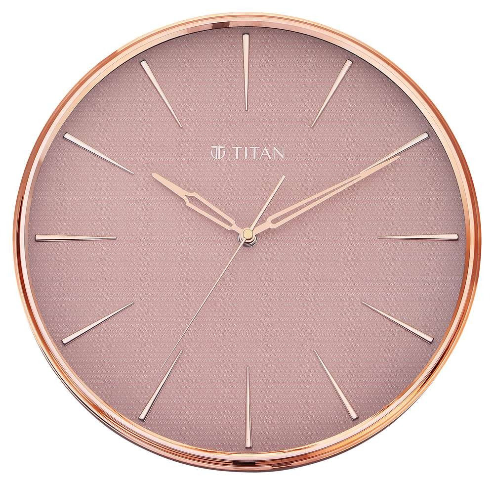 Titan Contemporary Rustic Pink Wall Clock in a Glossy Finish with a Textured Dial 32.5 x 32.5 cm (Medium)