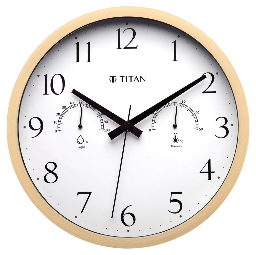 Titan Chic 30 cm Wooden Wall Clock with Smart Climate Monitoring
