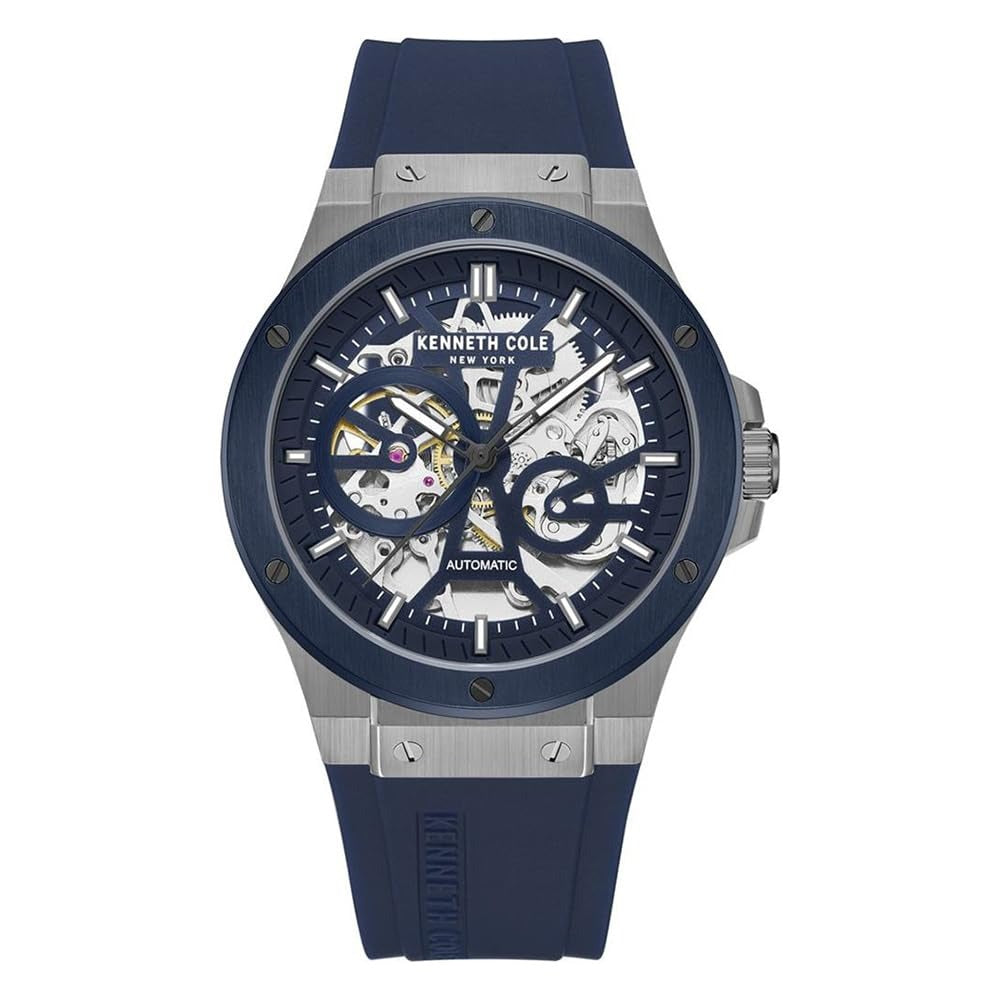Kenneth Cole Automatic Blue Dial Blue Silicone Strap Watch for Men