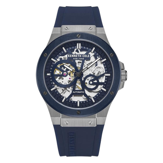 Kenneth Cole Automatic Blue Dial Blue Silicone Strap Watch for Men