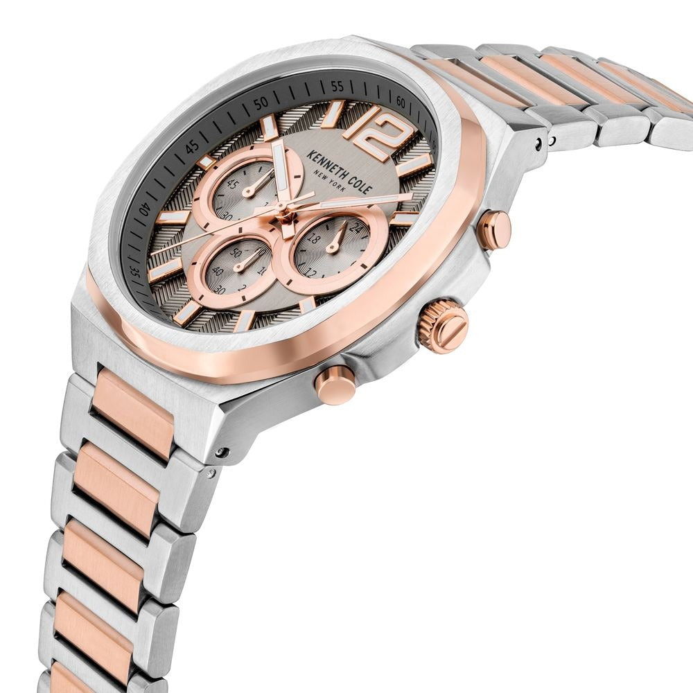 Kenneth Cole Quartz Chronograph Grey Dial Two Toned Stainless Steel Strap Watch For Men