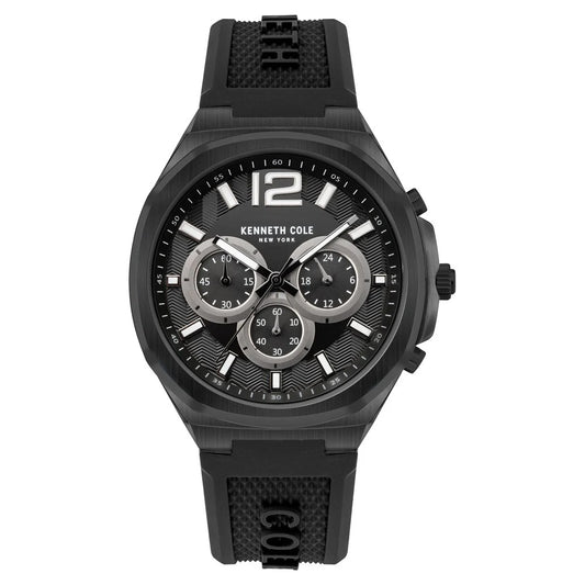 Kenneth Cole Quartz Chronograph Black Dial Silicone Strap Watch for Men