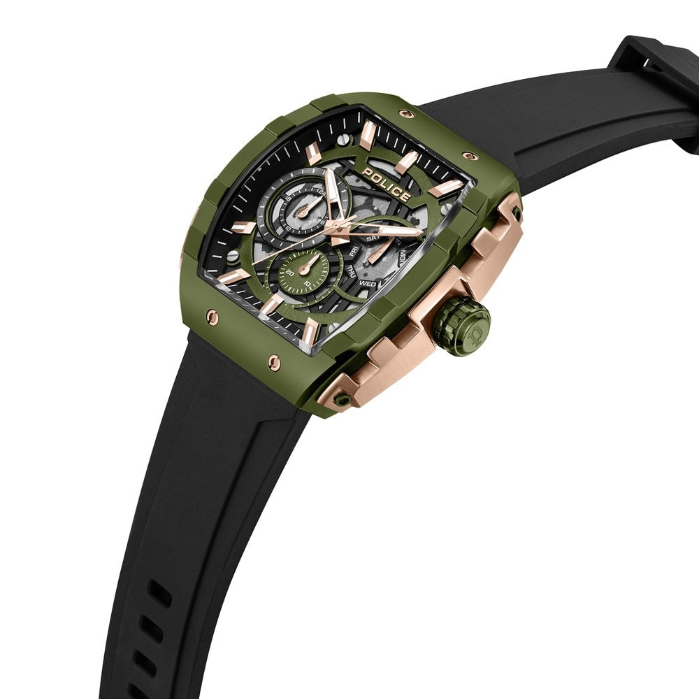 Police Quartz Multifunction Black Dial Black Colour Silicone Strap Watch For Men