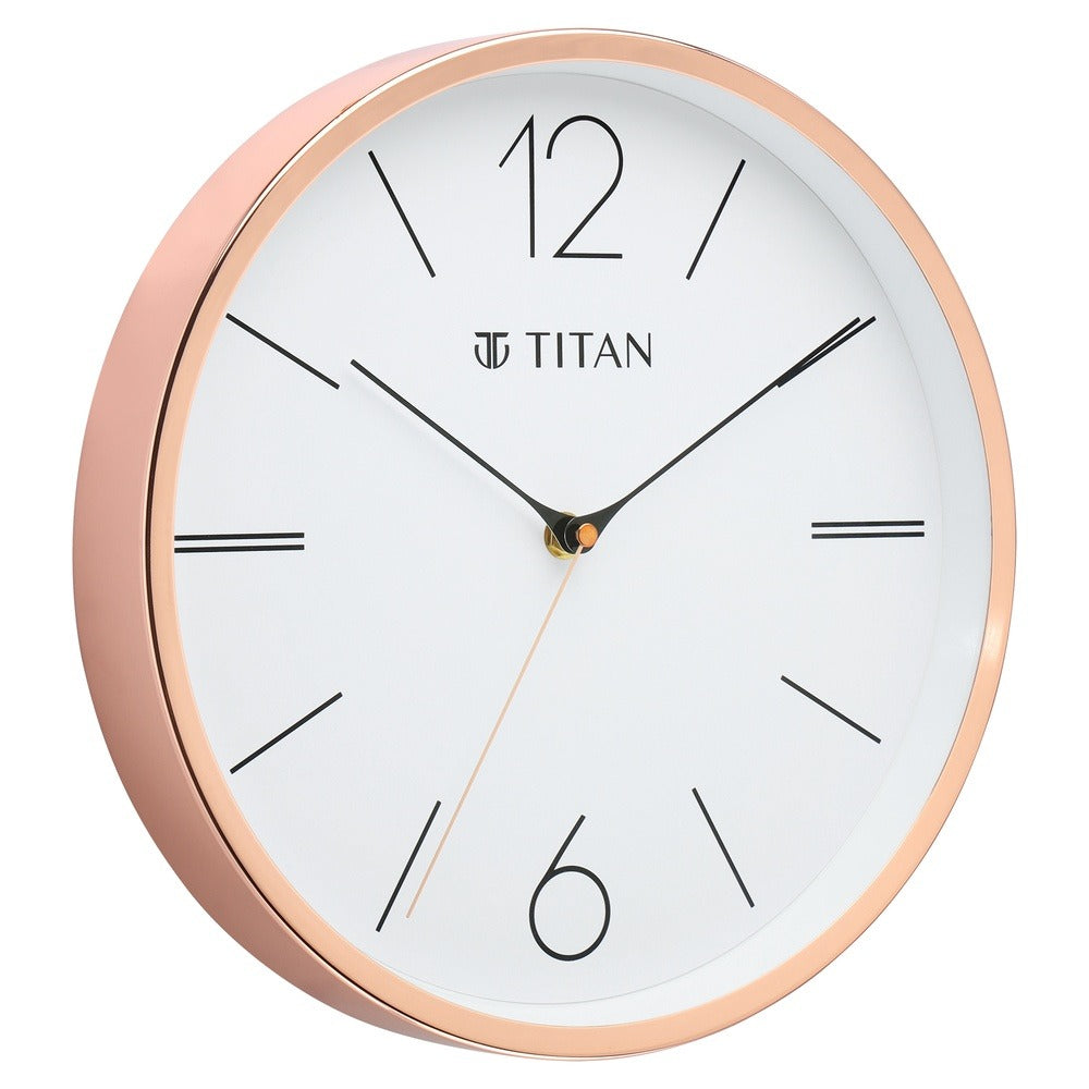 Titan Metallic Wall Clock White Dial Silent Sweep Technology with size 30 cm x 30 cm (Medium)