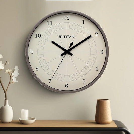 Titan Classic Wall Clock Quartz Analog Grey Dial Wall Clock