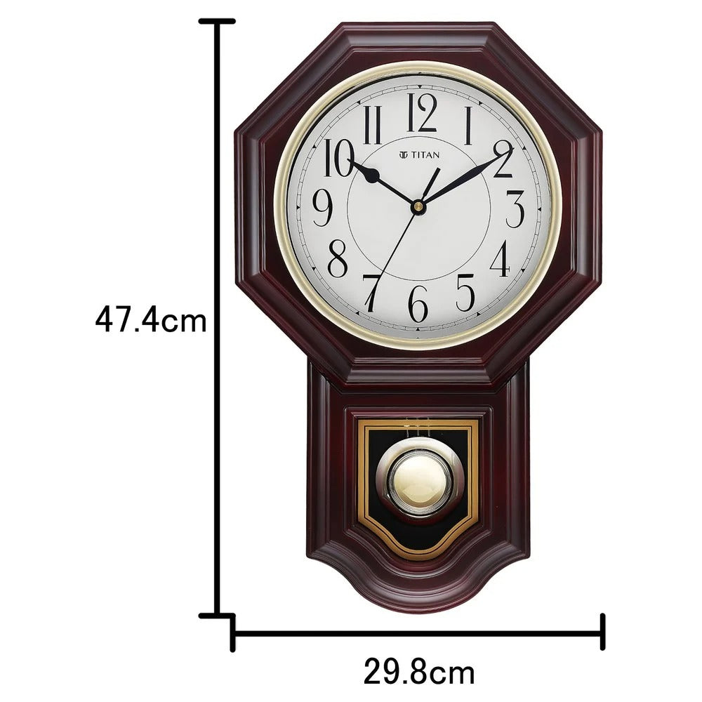 Titan Decorative Dark Brown Wood Finish Clock with Ship Design on Dial and Silent Sweep - 39.8 cm x 39.8 cm (Large)