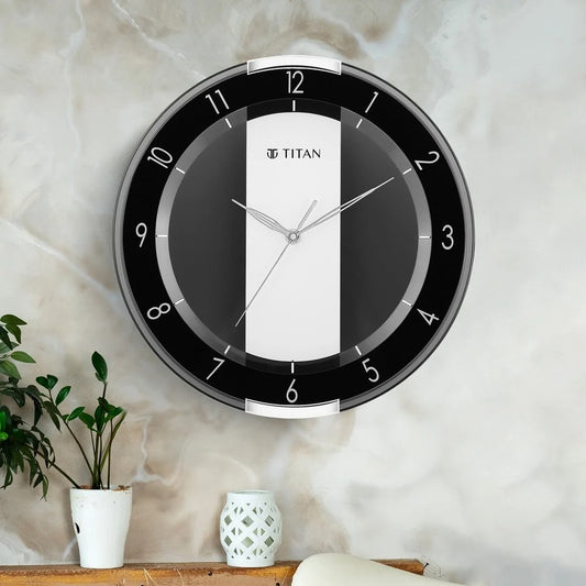 Titan Contemporary Multicoloured Wall Clock with a partly Semi-transparent Dial 33.80 x 33.80 cm (Medium Size)