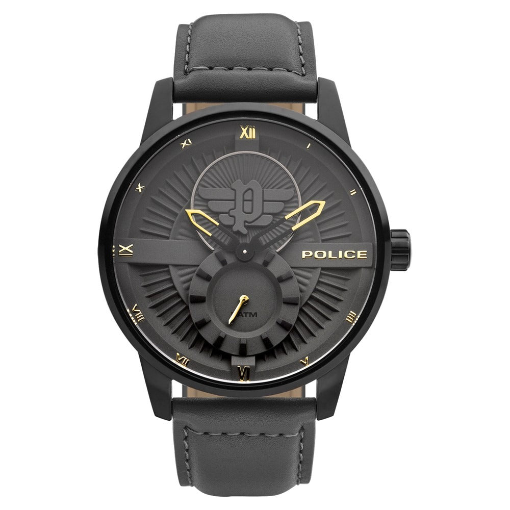 Police Quartz Analog Grey Dial Leather Strap Watch for Men