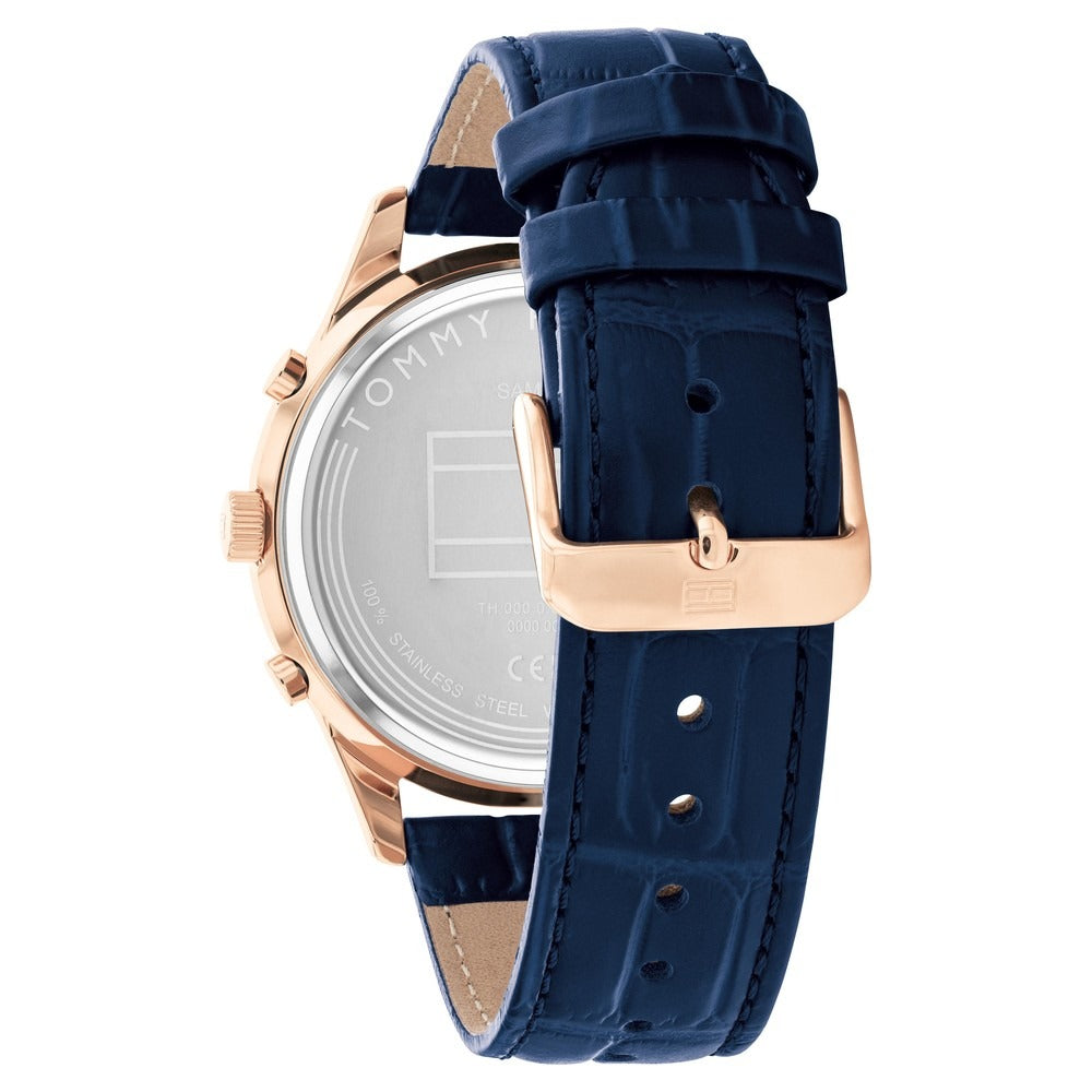 Tommy Hilfiger Quartz Analog Blue Dial Blue Leather Strap Watch For Men