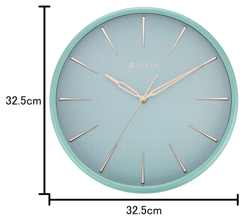 Titan Contemporary Peacock Green Wall Clock in a Matte Finish with a Textured Dial 32.5 x 32.5 cm (Medium)