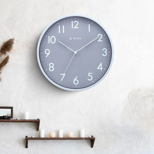 Titan Silent Sophistication: Grey Clock with Striking Contrast