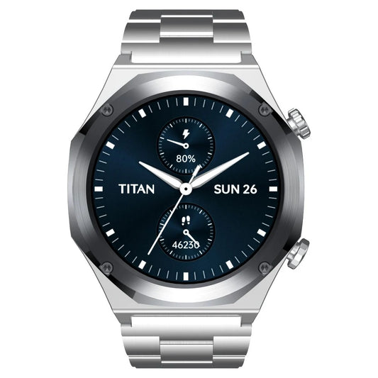 Titan Maestro Premium Metal Smartwatch with AllÂ SS construction, SingleSync BT Calling, Functional Crown