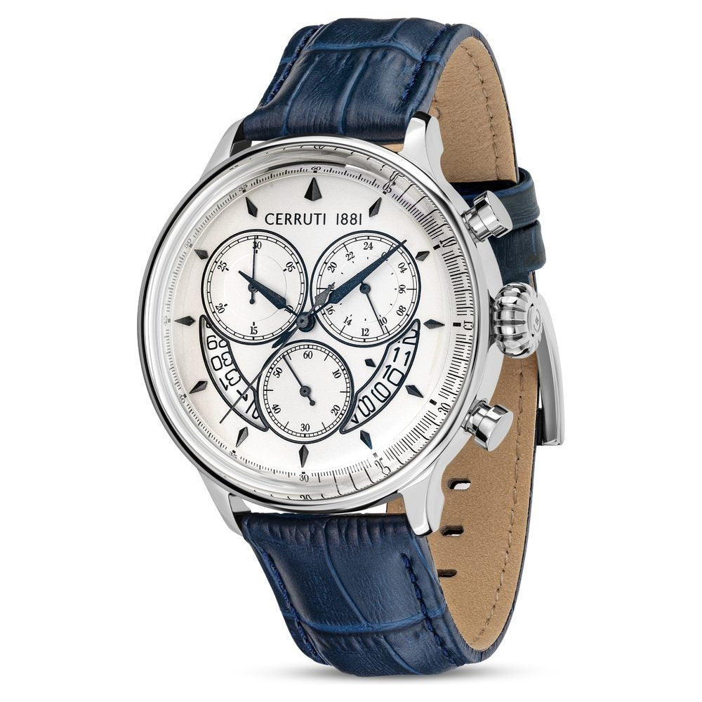 Cerruti 1881 White Dial Leather Strap Watch for Men