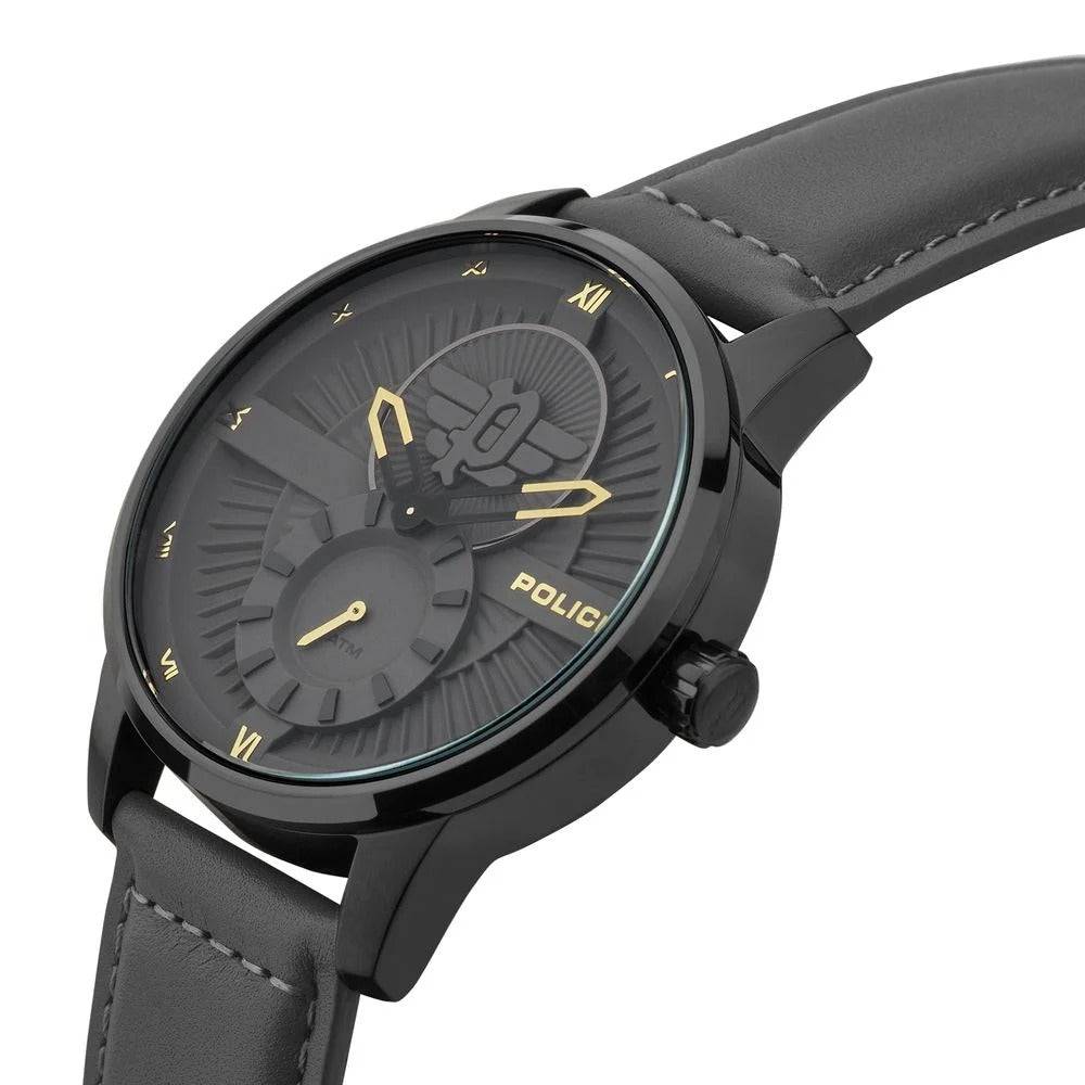 Police Quartz Analog Grey Dial Leather Strap Watch for Men