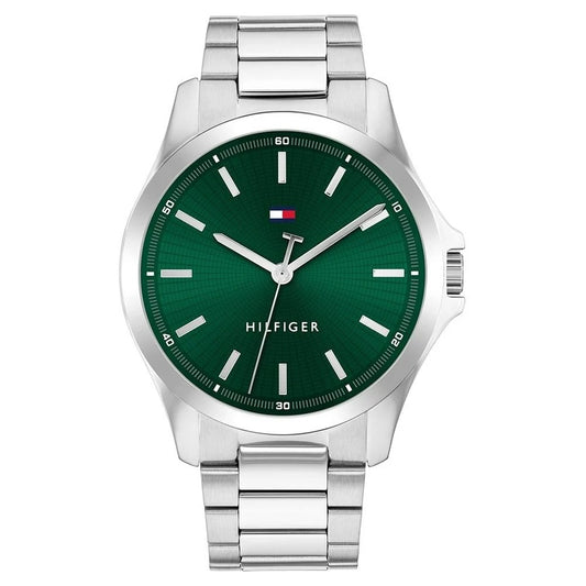 Tommy Hilfiger Quartz Analog Green Dial Silver Stainless Steel Strap Watch For Men