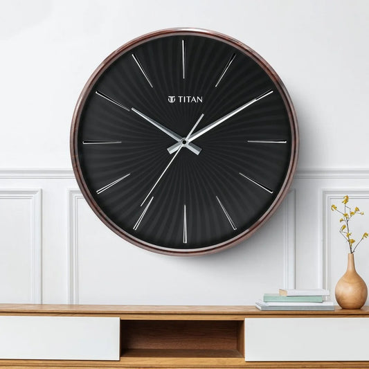 Titan Contemporary Balck Wall Clock - 32.5 cm x 32.5 cm (Medium)
