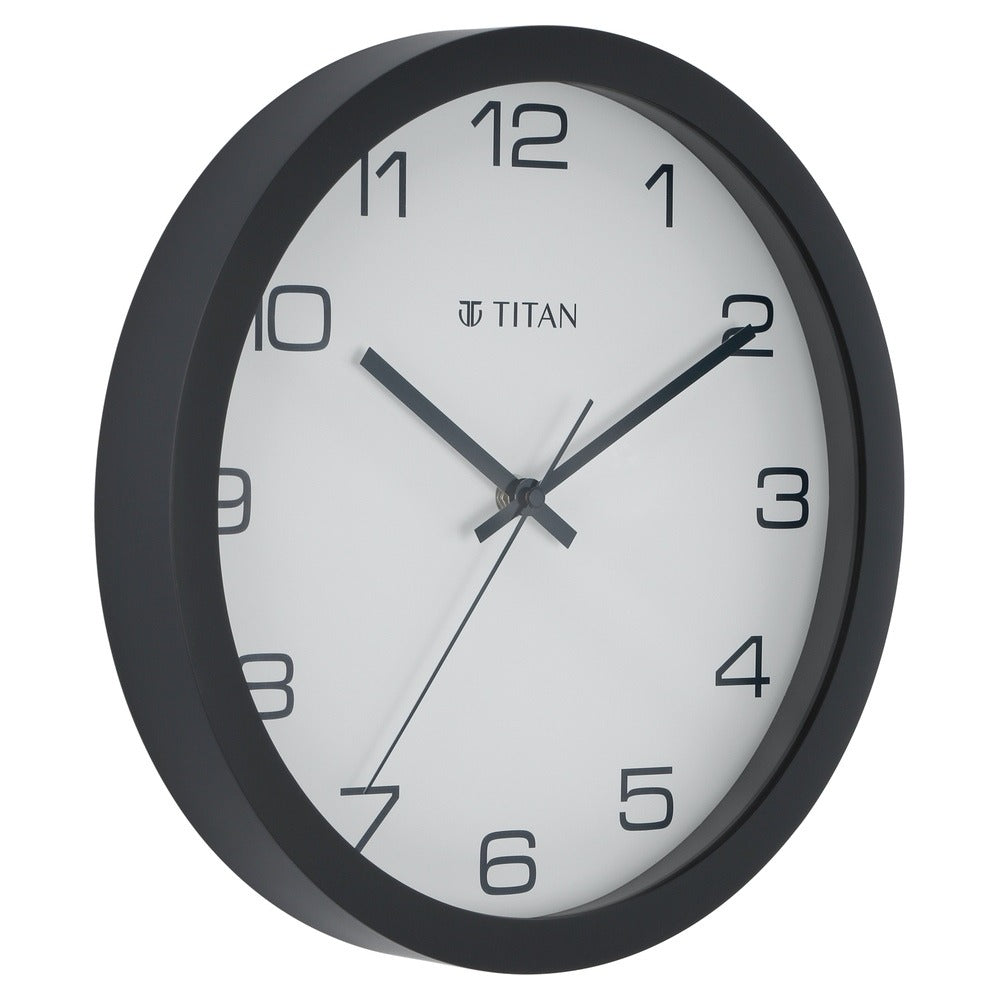 Titan Tranquil Modern 30cm White Wall Clock with Silent Sweep Tech for the Serene Home