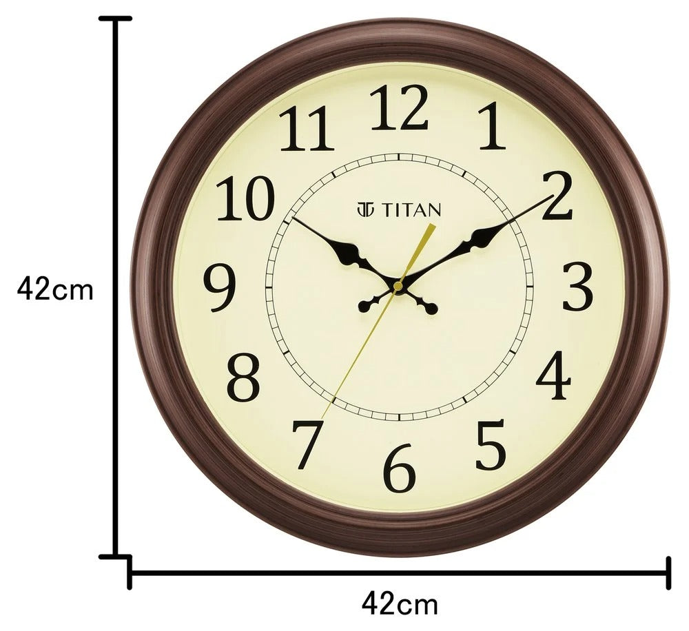 Titan Classic 42 cm Off-White Wall Clock: Silent Serenity