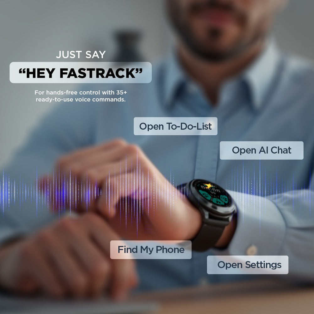 Fastrack VOX Pro Smartwatch 3.5CM Ultra Vu Display, Offline Voice Commands, Functional Crown, HRM, Multiple Menu Styles