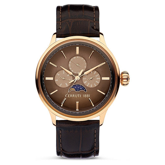 Cerruti 1881 Brown Dial Leather Strap Watch for Men