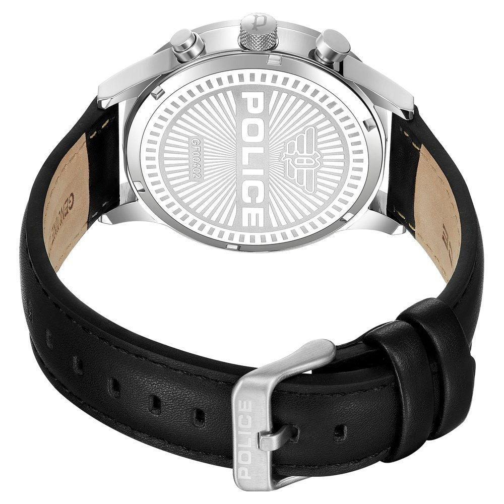 Police Quartz Multifunction Green Dial Black Leather Strap Watch For Men