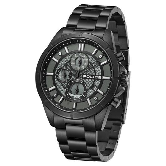 Police Chronograph Black Dial Black Color Stainless Steel Strap Watch For Men