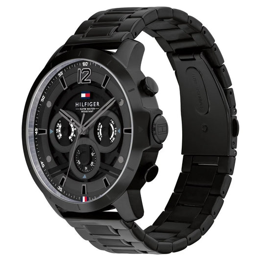 Tommy Hilfiger Multifunction Black Dial Stainless Steel Strap Watch for Men
