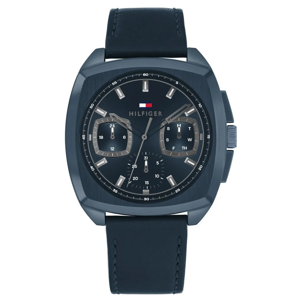 Tommy Hilfiger Quartz Multifunction Blue Dial Blue Leather Strap Watch for Men
