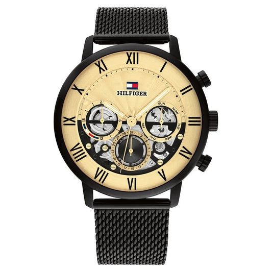 Tommy Hilfiger Quartz Multifunction Golden dial Stainless Steel Strap Watch for Men